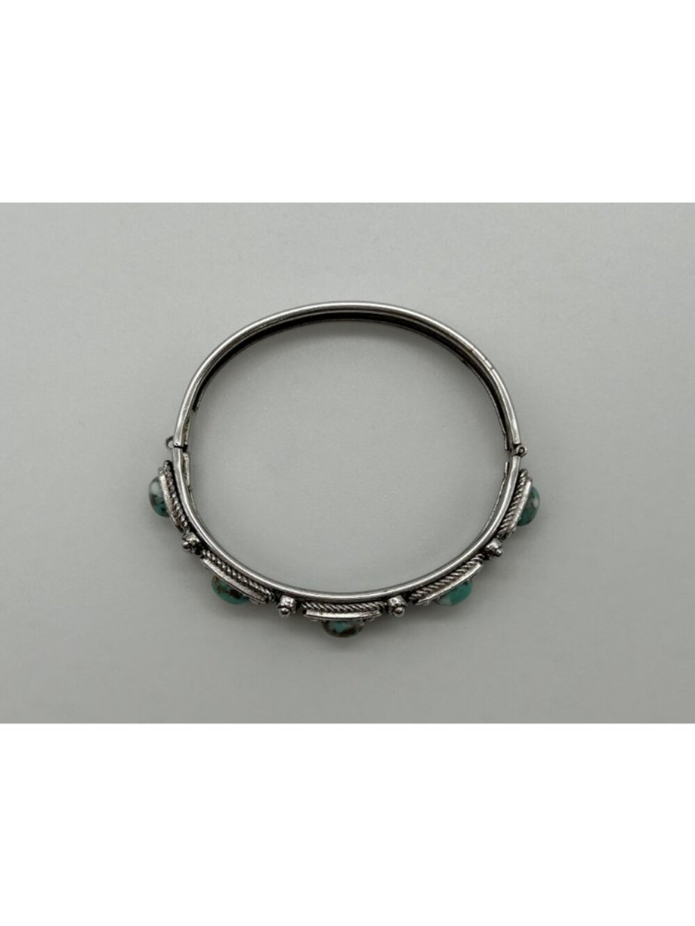 SHP Faux Turquoise Panel Link Bracelet Southwestern Silver-tone Costume Jewelry - Picture 9 of 13